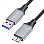 Cabo USB 3.0 Logilink CU0290, A/M para Micro-USB/M, 5 Gbps, nylon, metal, preto/prateado, 1 m
