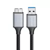Cabo USB 3.0 Logilink CU0290, A/M para Micro-USB/M, 5 Gbps, nylon, metal, preto/prateado, 1 m