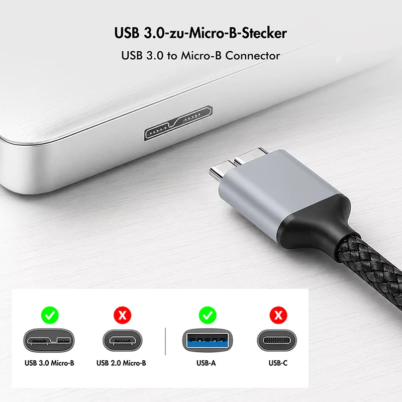 Cabo USB 3.0 Logilink CU0290, A/M para Micro-USB/M, 5 Gbps, nylon, metal, preto/prateado, 1 m