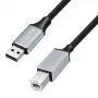 Cabo USB 2.0 Logilink CU0108, USB-A/M para USB-B/M, 480 Mbps, nylon, metal, preto/prateado, 3 m