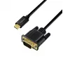 Cabo Logilink UA0475 USB 3.2 Gen1 Type-C, C/M para VGA/M, 1080p/60 Hz, preto, 1,8 m