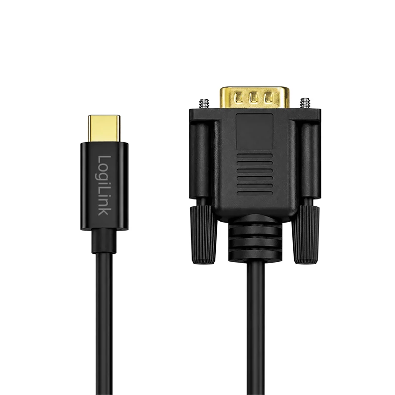 Cabo Logilink UA0475 USB 3.2 Gen1 Type-C, C/M para VGA/M, 1080p/60 Hz, preto, 1,8 m