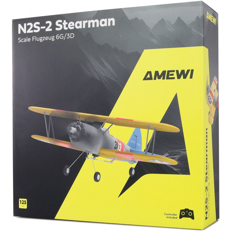 Amewi AMXFlight N2S-2 Stearman 360 mm 6G/3D 6 canais RTF, 14+ (24148)