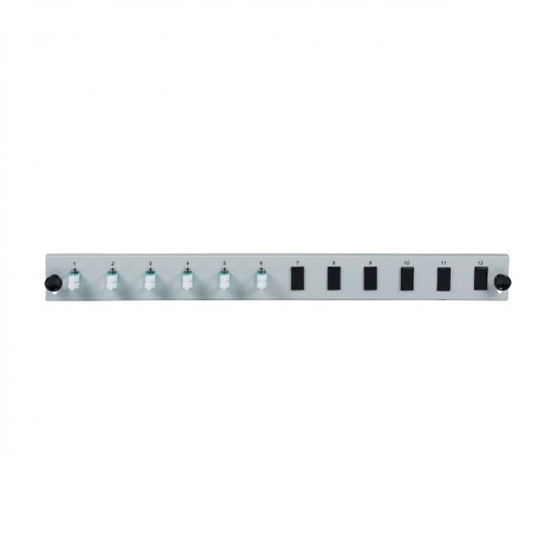 Painel frontal de fibra para montagem em rack EFB Elektronik SB-FP-6SC-S-OM4, 1U, cinzento, metal, 432 mm