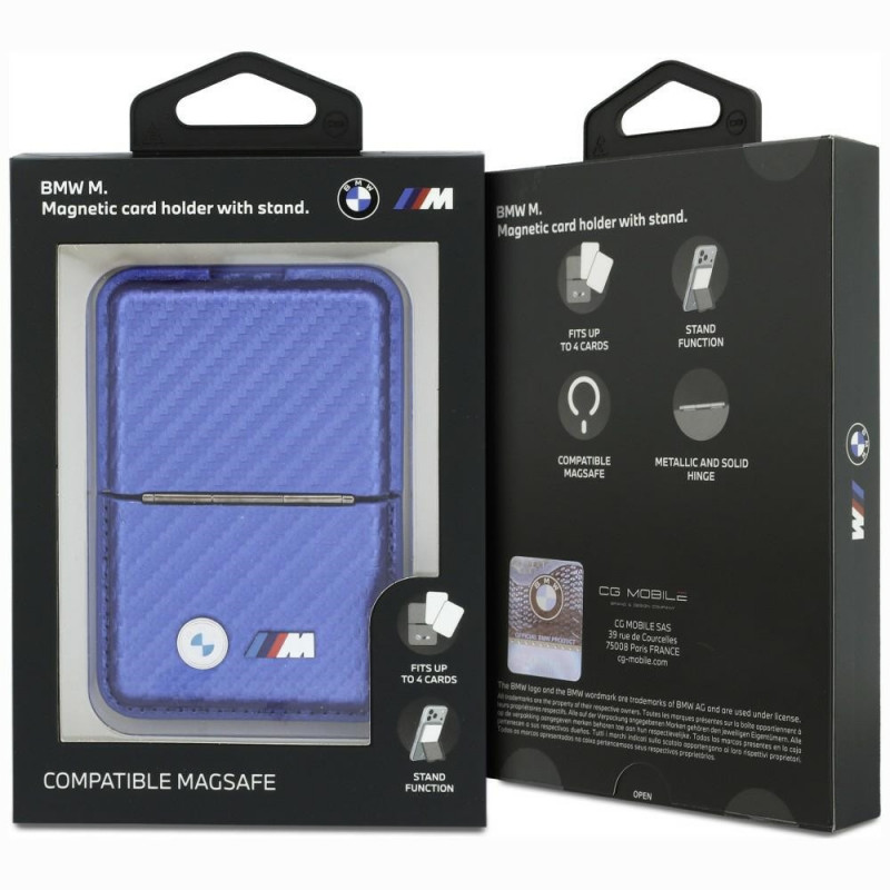 Carteira MagSafe BMW M Carbon Metal Logos, azul