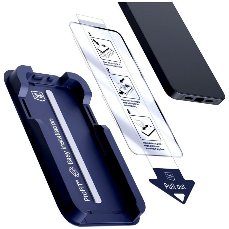 Película de vidro temperado 3MK HardGlass Max com aplicador para Apple iPhone 13 / 13 Pro / 14 / 16e / 17e, preto