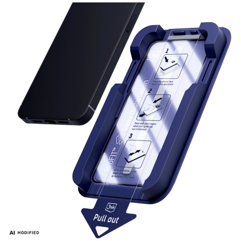 Película de vidro temperado 3MK HardGlass Max com aplicador para Apple iPhone 15 / 16, preto