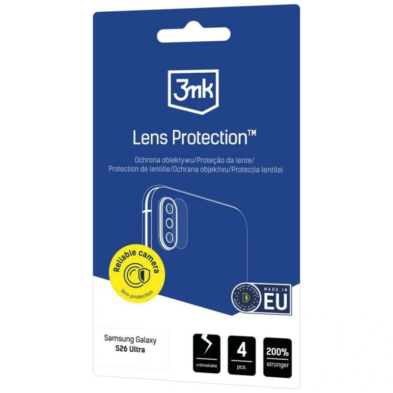 Protetor de lente da câmara 3MK Lens Protection para Samsung Galaxy S26 Ultra, pack de 4 (3MK17720)
