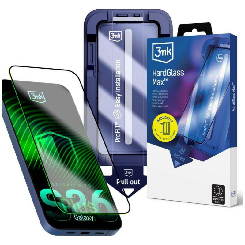 Película de vidro temperado 3MK HardGlass Max para Samsung Galaxy S26+, transparente