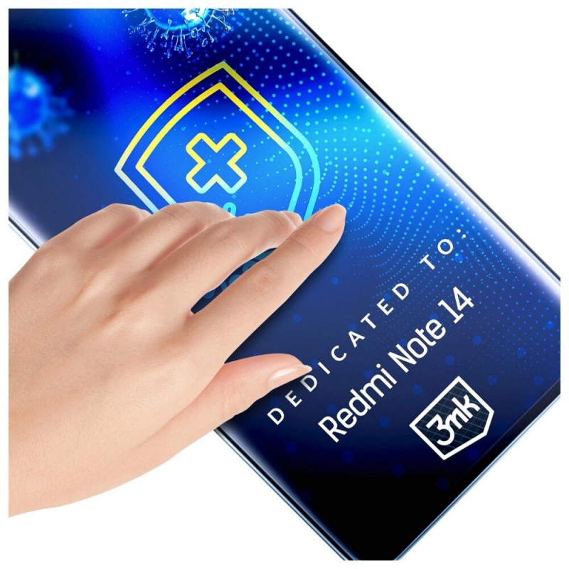 Película protetora antimicrobiana 3MK SilverProtection+ para Xiaomi Redmi Note 14 4G