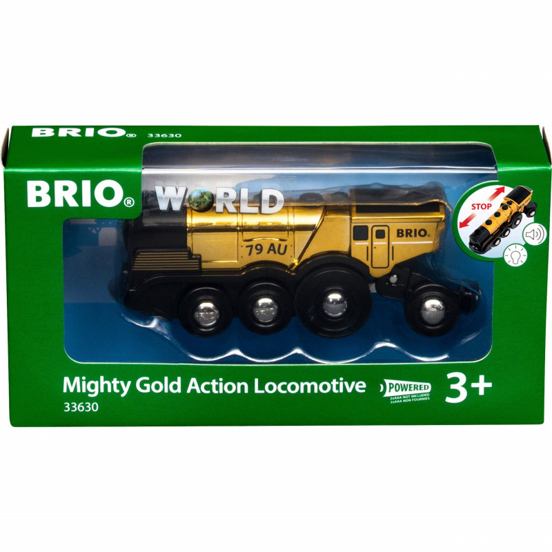 Locomotiva a pilhas dourada BRIO World com luz e som (33630)