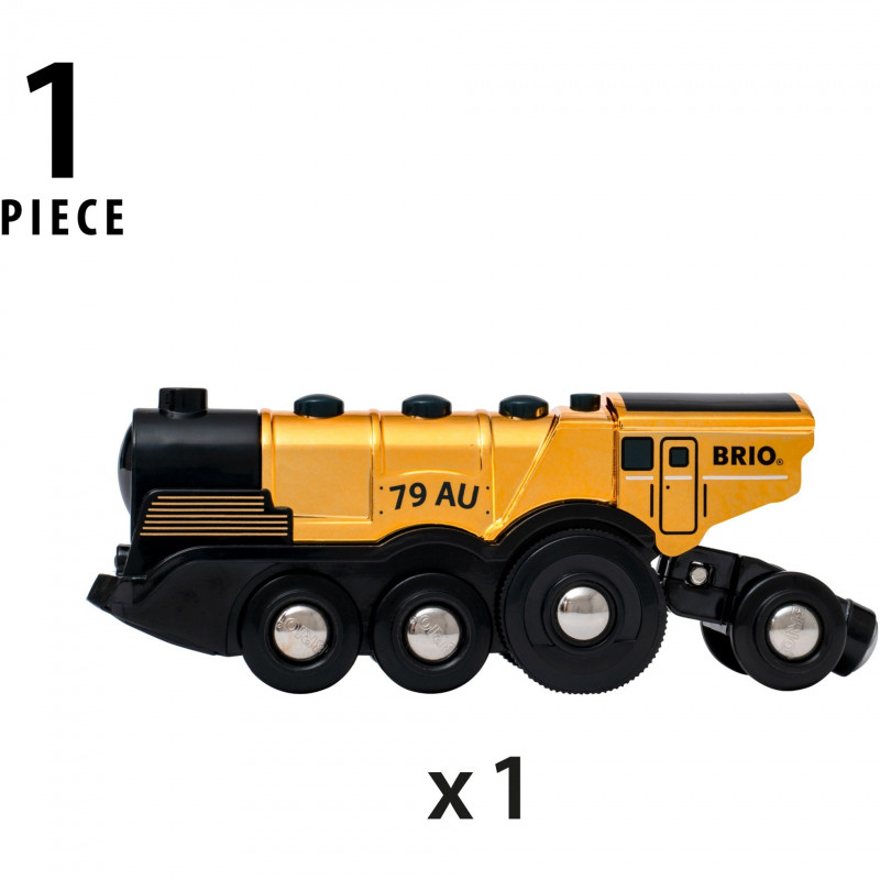 Locomotiva a pilhas dourada BRIO World com luz e som (33630)