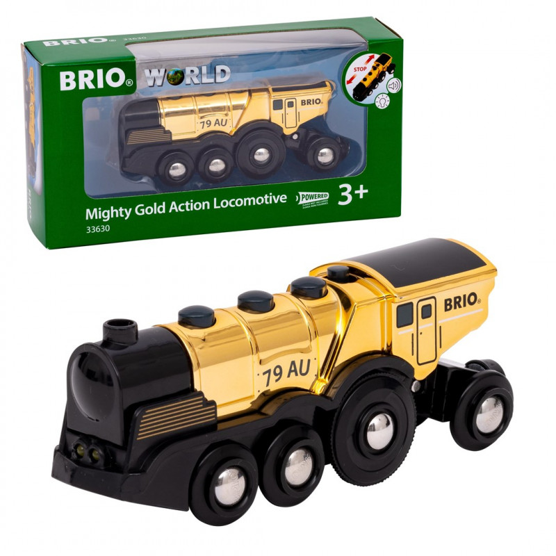 Locomotiva a pilhas dourada BRIO World com luz e som (33630)