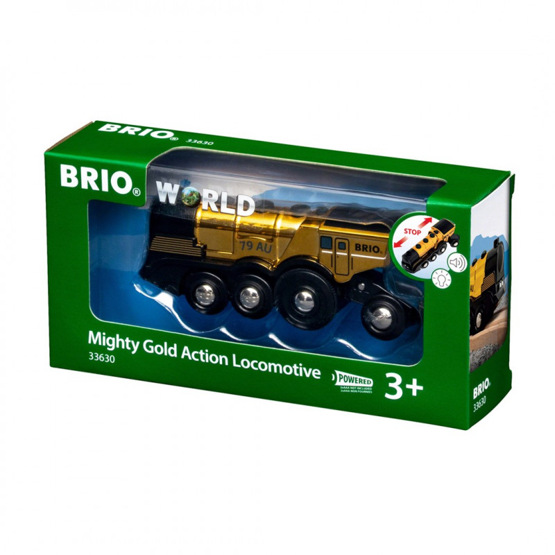 Locomotiva a pilhas dourada BRIO World com luz e som (33630)