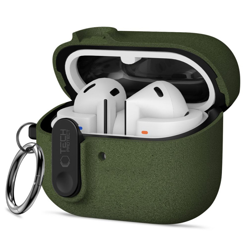 Capa Slim Hook Tech-Protect para Samsung Galaxy Buds 3 / 3 FE / 3 Pro, verde-oliva