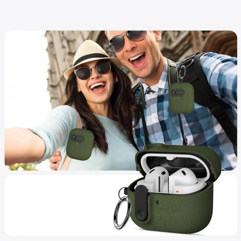 Capa Slim Hook Tech-Protect para Samsung Galaxy Buds 3 / 3 FE / 3 Pro, verde-oliva