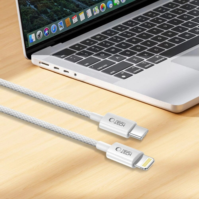 Cabo Tech-Protect Ultraboost Lite USB-C / Lightning PD27W/3A 200 cm, cinzento claro