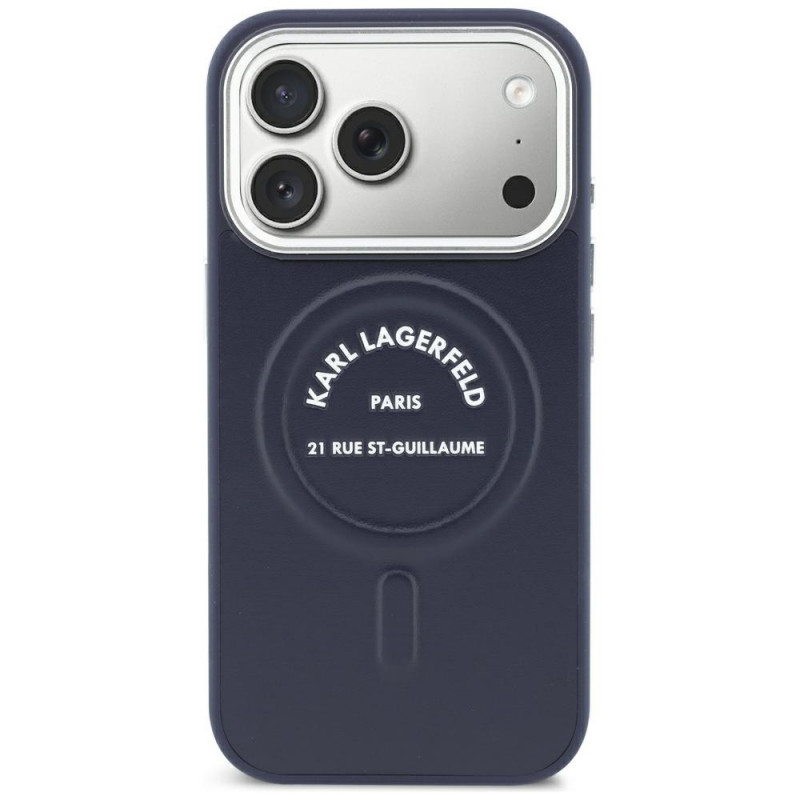 Capa Karl Lagerfeld Embossed Open Ring RSG Logo MagSafe para Apple iPhone 18 Pro Max / 17 Pro Max, azul (KF003292-0)