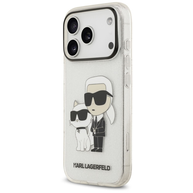 Capa Karl Lagerfeld IML NFT Glitter Karl&Choupette KF003400 para Apple iPhone 18 Pro Max / 17 Pro Max, transparente
