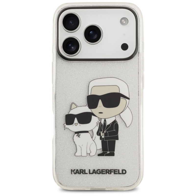 Capa Karl Lagerfeld IML NFT Glitter Karl&Choupette KF003400 para Apple iPhone 18 Pro Max / 17 Pro Max, transparente