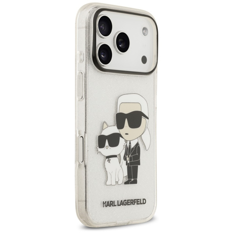 Capa Karl Lagerfeld IML NFT Glitter Karl&Choupette KF003400 para Apple iPhone 18 Pro Max / 17 Pro Max, transparente