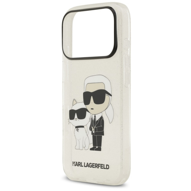 Capa Karl Lagerfeld IML NFT Glitter Karl&Choupette KF003400 para Apple iPhone 18 Pro Max / 17 Pro Max, transparente