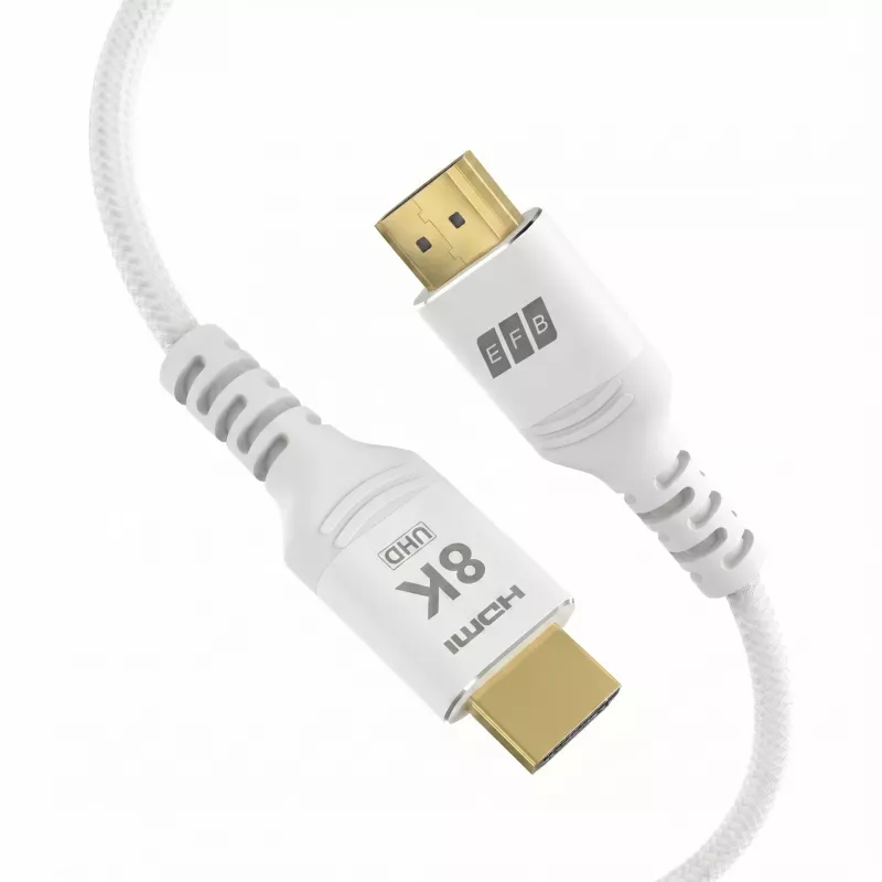 EFB Elektronik HDMI-21-00009 cabo HDMI Ultra High Speed, 8K60Hz, 48 Gbit/s, 0.5 m, branco, compatível com HDMI 2.1/2.0