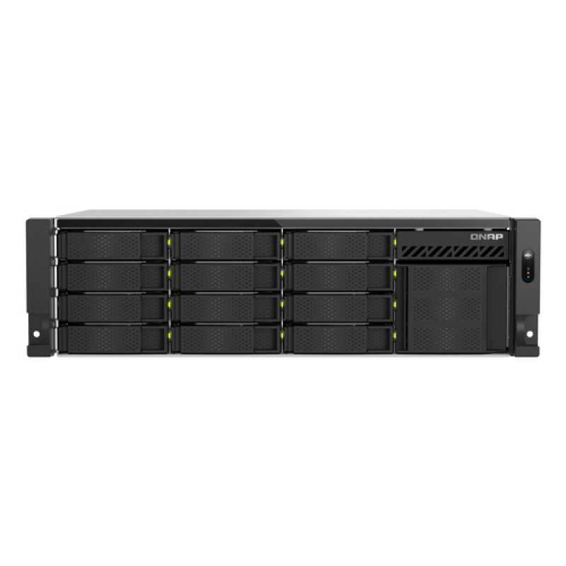QNAP TS-h1655XeU-RP-8G NAS rack de 16 baias de baixa profundidade, 8 GB RAM, 2x 10GbE, fonte de alimentação redundante
