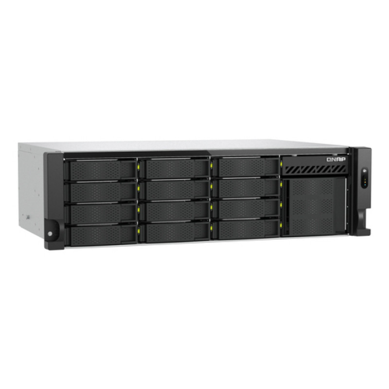 QNAP TS-h1655XeU-RP-8G NAS rack de 16 baias de baixa profundidade, 8 GB RAM, 2x 10GbE, fonte de alimentação redundante