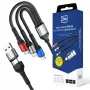 3MK Hyper Cable N-SERIES 6in1 USB-C / USB-A para USB-C / MicroUSB / Lightning, cabo QC 3.0, 18 W (9 V / 2 A), 1.2 m, preto