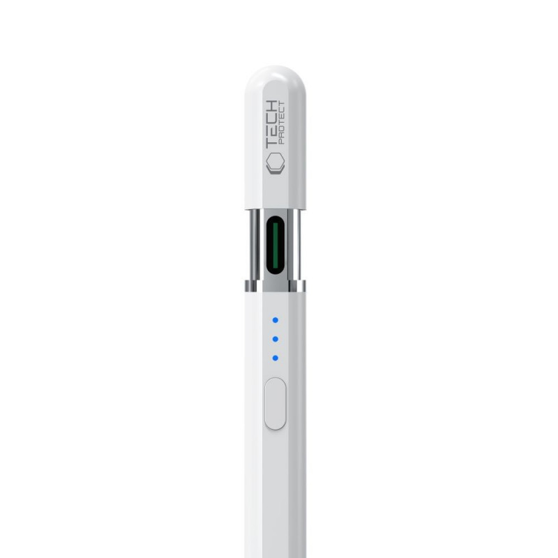 Caneta Tech-Protect Digital Magnetic Stylus Pen 3 para Apple iPad, branca