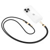 Tech-Protect C2S alça tiracolo de corda para telemóvel, Preto/dourado