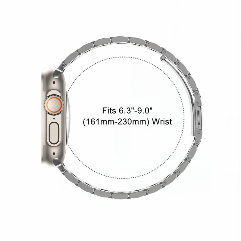 Tech-Protect Stainless bracelete de aço inoxidável para Apple Watch 8 / 9 / 10 / 11 / 12 / SE / Ultra (44 / 45 / 46 / 49 mm), prateado