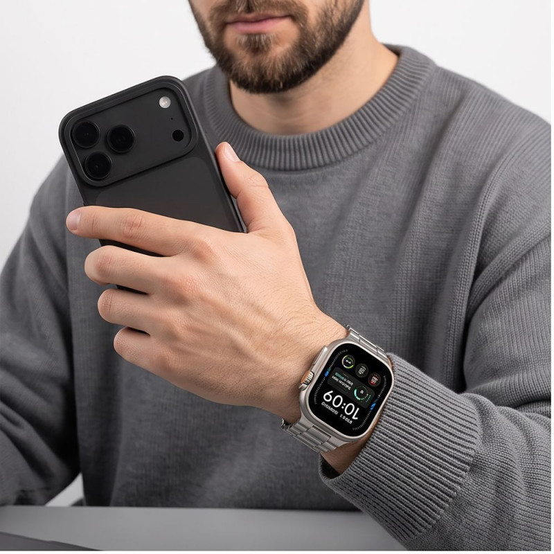 Tech-Protect Stainless bracelete de aço inoxidável para Apple Watch 8 / 9 / 10 / 11 / 12 / SE / Ultra (44 / 45 / 46 / 49 mm), prateado