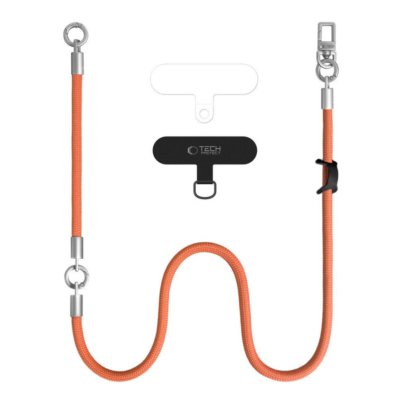 Tech-Protect C10S Rope Crossbody & Wrist conjunto de alças para telemóvel, laranja/titânio