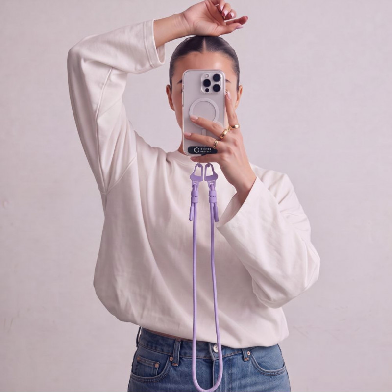 Tech-Protect C5SD Alça de corda transversal para telemóvel, 80 cm, Lavanda