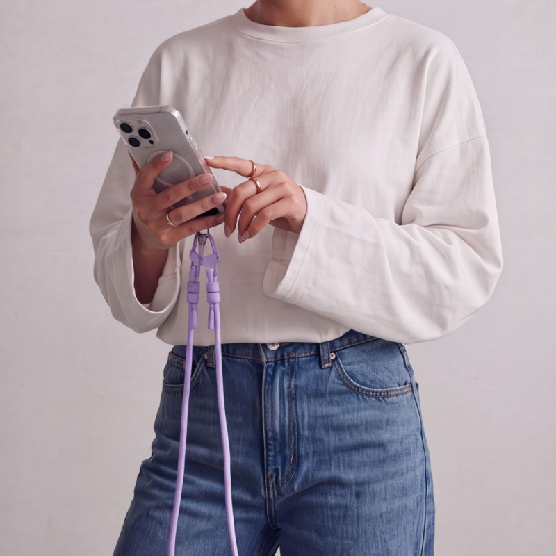 Tech-Protect C5SD Alça de corda transversal para telemóvel, 80 cm, Lavanda