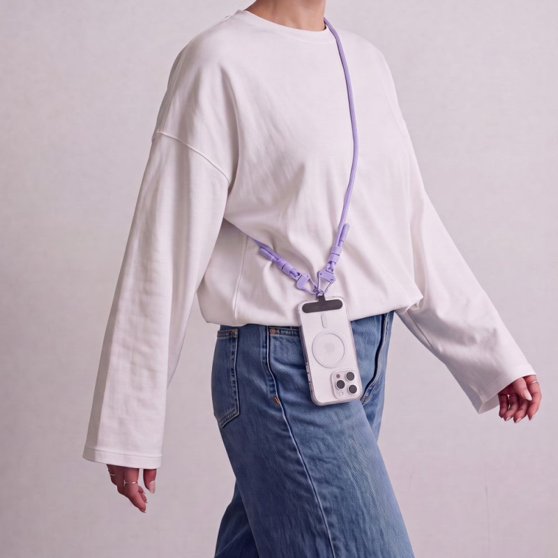 Tech-Protect C5SD Alça de corda transversal para telemóvel, 80 cm, Lavanda