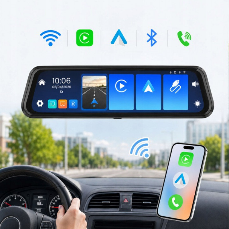 ORLLO Autoplay PRO 4K câmara automóvel frontal e traseira, GPS, Wi-Fi