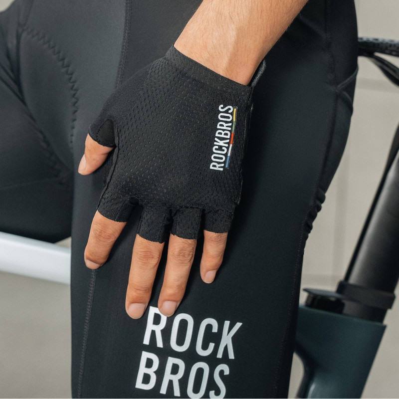 Rockbros TLS004 ROAD TO SKY luvas de ciclismo curtas amortecedoras L, pretas