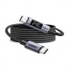 Ugreen L530 cabo USB-C para USB-C, PD 240 W, 480 Mbps, com ecrã, 2 m, preto