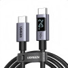 Ugreen L530 cabo USB-C para USB-C, PD 240 W, 480 Mbps, com ecrã, 2 m, preto