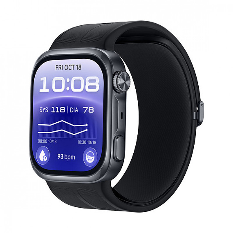 Huawei Watch D3 Riva-B10 smartwatch 46 mm, caixa de alumínio, bracelete de borracha, preto (55020KBU)