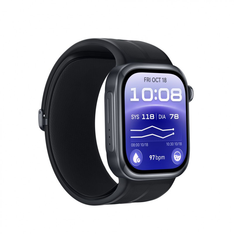 Huawei Watch D3 Riva-B10 smartwatch 46 mm, caixa de alumínio, bracelete de borracha, preto (55020KBU)