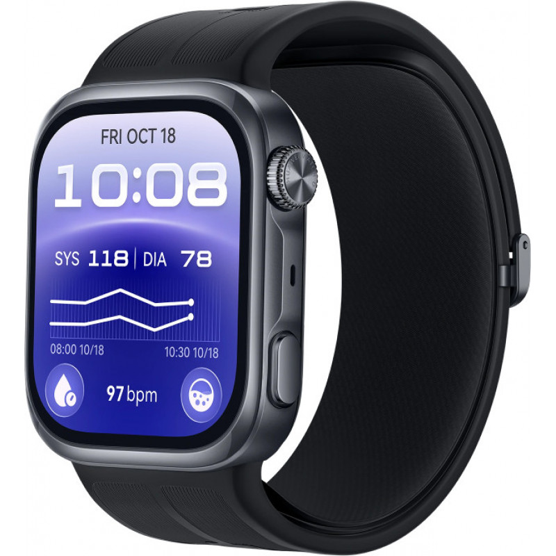 Huawei Watch D3 Riva-B10 smartwatch 46 mm, caixa de alumínio, bracelete de borracha, preto (55020KBU)