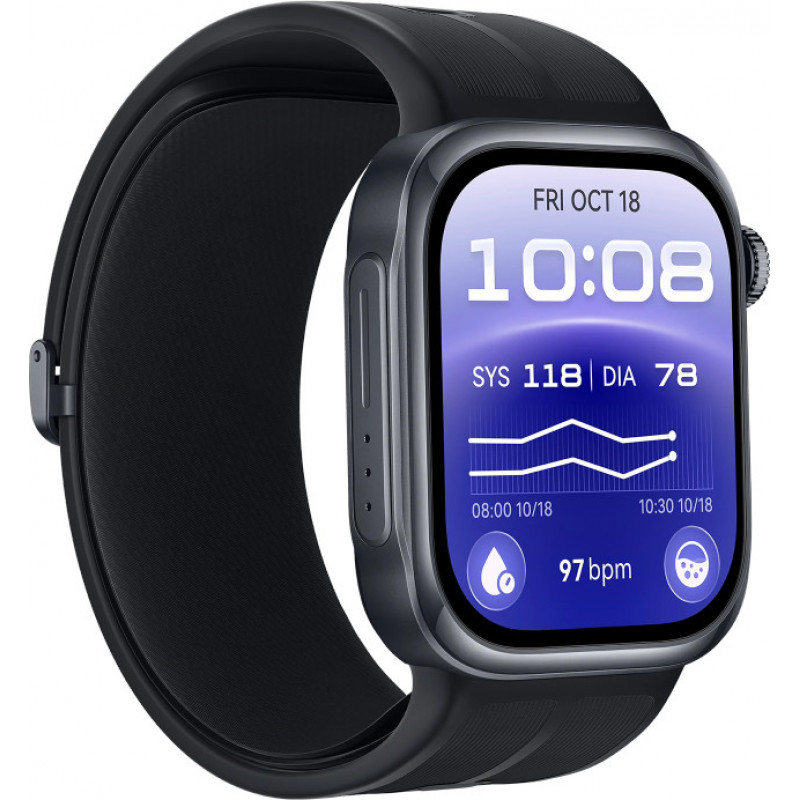 Huawei Watch D3 Riva-B10 smartwatch 46 mm, caixa de alumínio, bracelete de borracha, preto (55020KBU)