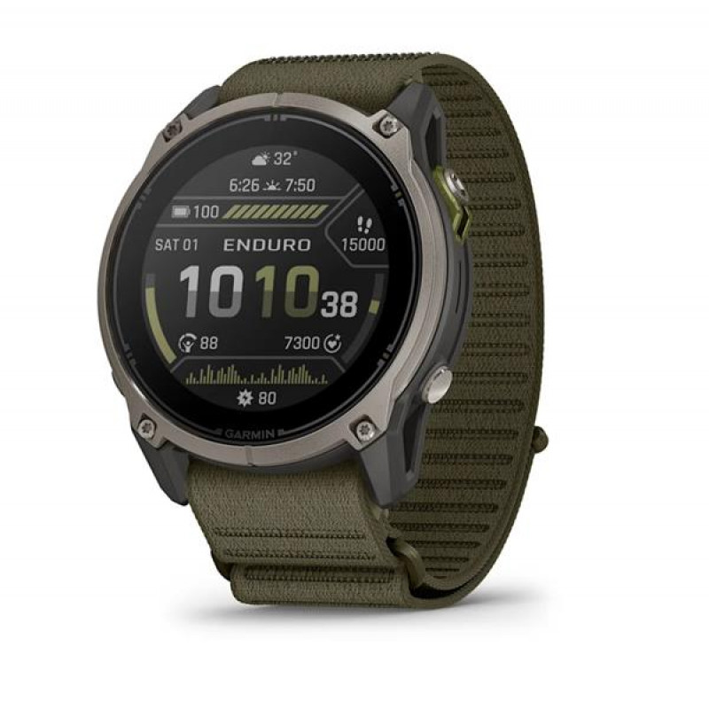 Smartwatch GPS Garmin Enduro 4 com bracelete de tecido ComfortFit verde-azeitona escuro (010-04799-01)