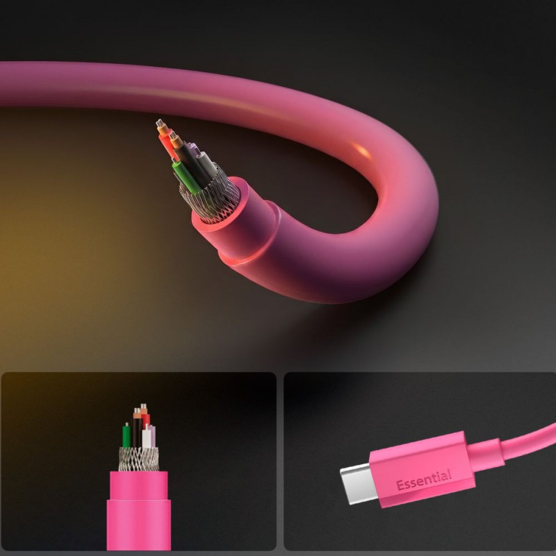 Spigen EB6010CC Cabo USB-C para USB-C Essential 60W 100 cm, Rosa