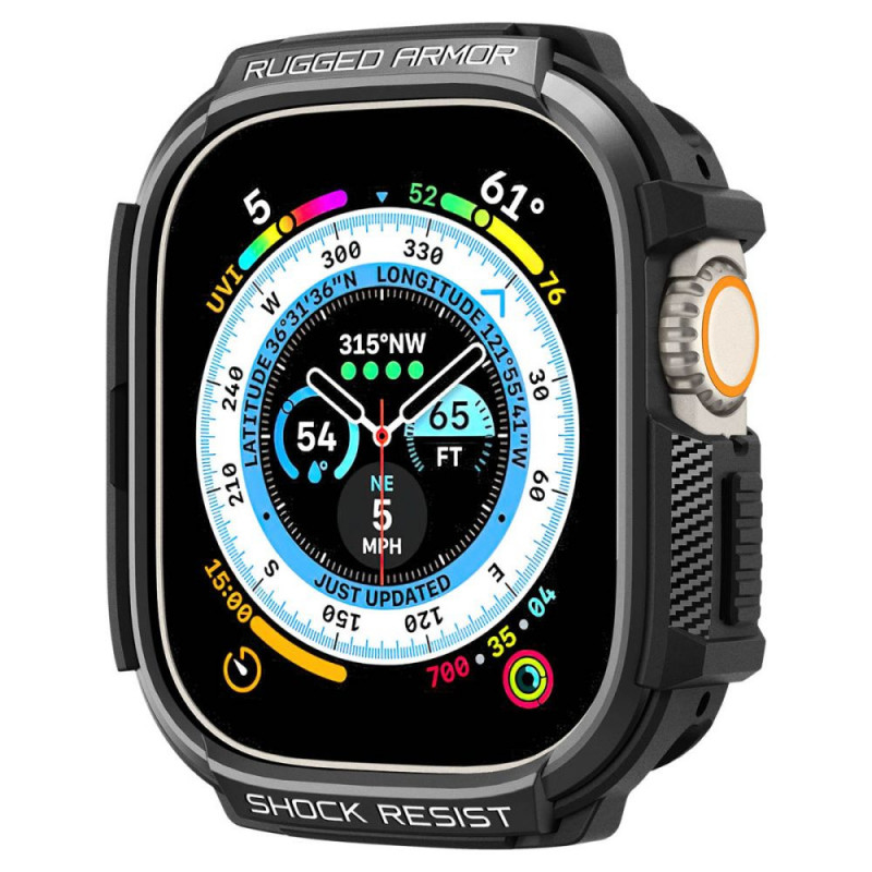 Capa Rugged Armor Spigen para Apple Watch Ultra 49 mm, preta mate