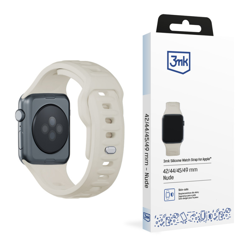 Pulseira de silicone 3mk para Apple Watch 42/44/45/49 mm, bege